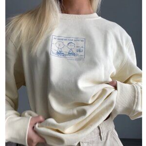 (NEW) Peanuts Unisex Cream Crewneck Sweatshirt